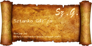 Sztanko Géza névjegykártya